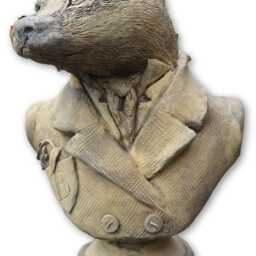 "Badger Garden Ornament Bust Frost Proof Stone Statue Original Design ""Baron Bonaparte" - thumbnail 2