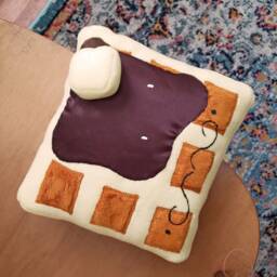 Novelty Waffle Plushie, Breakfast, Pillow, Decor, Gift, Food, Foodie, Waffle, Kawaii Waffle Pillow, Christmas - thumbnail 2