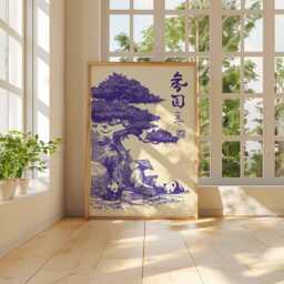 Panda Poster Chinese Ink Wall Art - Minimalist Zen Style Print With Monk, Tree & Pandas For Calm Home Decor Unframed - thumbnail 3