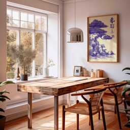 Panda Poster Chinese Ink Wall Art - Minimalist Zen Style Print With Monk, Tree & Pandas For Calm Home Decor Unframed - thumbnail 2