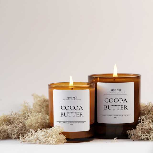 Autumn Candle 20Cl/30Cl Cocoa Butter Scent Amber Refillable Glass Jars Christmas Gift Warm Scent Vegan - image 1