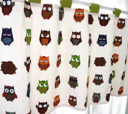 Tab Top Cafe Curtain Window Valance/Kitchen Curtain/Kids Nursery/Child Playroom/Bathroom Shower Curtain-Owl Animal, Freegift - thumbnail 1