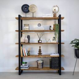Reclaimed Wood Bookcase Rustic Shelving Unit With Box Section Frame - thumbnail 2