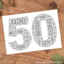 Personalised 50Th Word Art Print, Custom Wall Framed Picture Birthday Gift, For Him, Her, Men, Women, Friend Nl - thumbnail 3