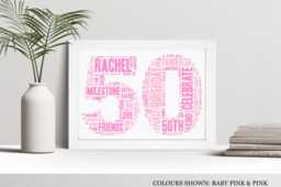 Personalised 50Th Word Art Print, Custom Wall Framed Picture Birthday Gift, For Him, Her, Men, Women, Friend Nl - thumbnail 1