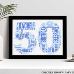 Personalised 50Th Word Art Print, Custom Wall Framed Picture Birthday Gift, For Him, Her, Men, Women, Friend Nl - thumbnail 2