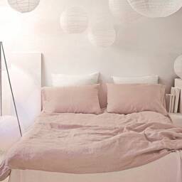 Pastel Pink Color Linen Bedding Set. Queen King Duvet Cover & Pillow Cases - 3Pcs - thumbnail 2