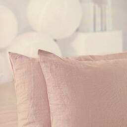 Pastel Pink Color Linen Bedding Set. Queen King Duvet Cover & Pillow Cases - 3Pcs - thumbnail 3