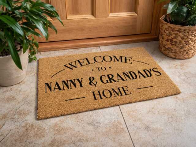 Custom Nanny Grandad's House Rug - Arched Name Welcome Unique Coir Entryway Sign - image 1