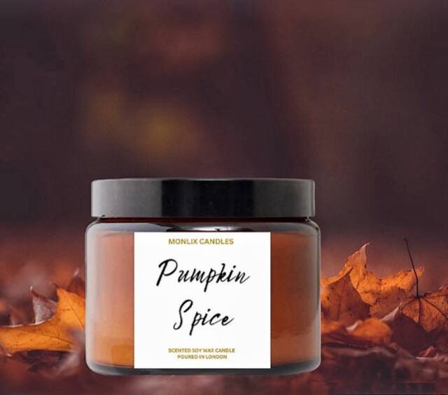 Soy Wax Autumn Scented Candle, Pumpking Spice, Amber Jar Candle, Autumn Gift, Autumn Home Decor, Fall Candle, Container Candle, Candle Gift For Men - image 1