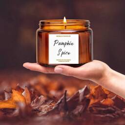 Soy Wax Autumn Scented Candle, Pumpking Spice, Amber Jar Candle, Autumn Gift, Autumn Home Decor, Fall Candle, Container Candle, Candle Gift For Men - thumbnail 3
