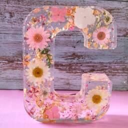 Resin Flower Letters With Fairy Lights - Handmade Floral Initial Home Decor - thumbnail 2