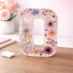 Resin Flower Letters With Fairy Lights - Handmade Floral Initial Home Decor - thumbnail 3