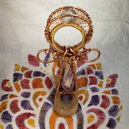 Crystal Amethyst Ankh, Clear Quartz Sphere, Wire Wrapped - thumbnail 4