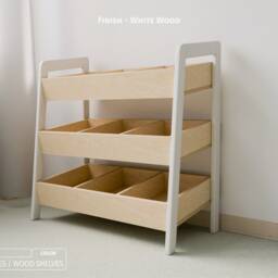 Montessori Bookshelf & Toy Organizer Set Wooden Bookcase, Storage With Dividers For Kids - thumbnail 3