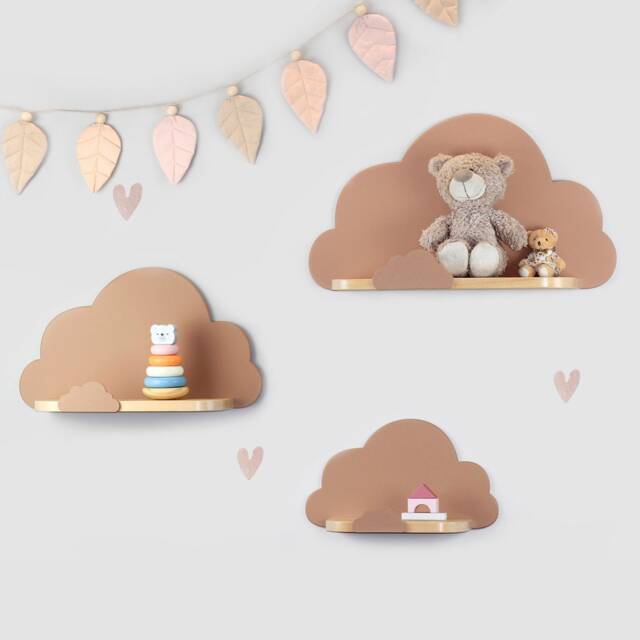 Cloud Shelf, Shelf For Baby, Baby Nursery, Kids Room, Wall Decorations, Wooden Shelf With Small Border Clouds - image 1