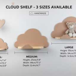 Cloud Shelf, Shelf For Baby, Baby Nursery, Kids Room, Wall Decorations, Wooden Shelf With Small Border Clouds - thumbnail 2