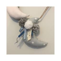 Handmade Moon Wall Hanging With Pom & Ribbon Trim