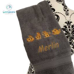 Kittens Cat Towel - Personalised Face Cloth/Hand Bath = Embroidered - thumbnail 1