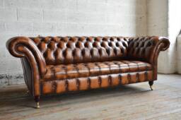 Handmade 3 Seater Antique Tan Leather Chesterfield Sofa, Couch, Settee - Other Colours + - thumbnail 1
