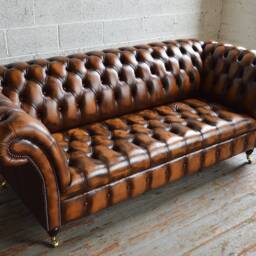Handmade 3 Seater Antique Tan Leather Chesterfield Sofa, Couch, Settee - Other Colours + - thumbnail 2