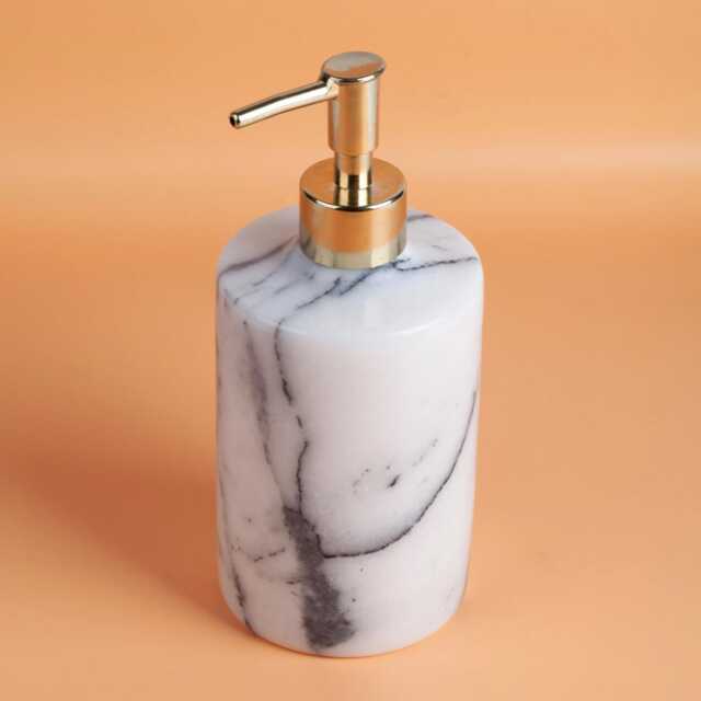 White Marble Soap Dispenser Natural Stone Bathroom Decor - image 1