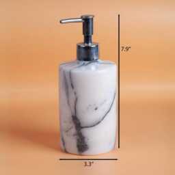 White Marble Soap Dispenser Natural Stone Bathroom Decor - thumbnail 3