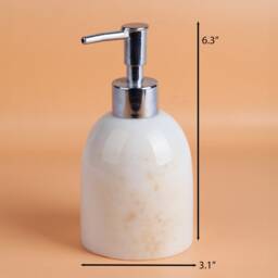 White Marble Soap Dispenser Natural Stone Bathroom Decor - thumbnail 4