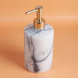 White Marble Soap Dispenser Natural Stone Bathroom Decor - thumbnail 1