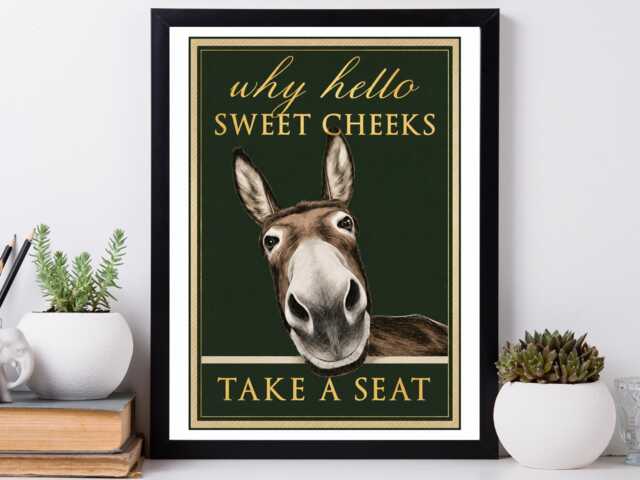 Sweet Cheeks Take A Seat Bathroom Print - Toilet Cloakroom Wall Home Gift Bespoke Poster A5 A4 A3 Framed - image 1
