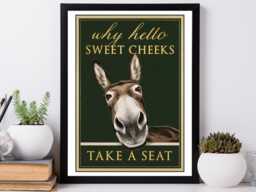 Sweet Cheeks Take A Seat Bathroom Print - Toilet Cloakroom Wall Home Gift Bespoke Poster A5 A4 A3 Framed