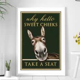 Sweet Cheeks Take A Seat Bathroom Print - Toilet Cloakroom Wall Home Gift Bespoke Poster A5 A4 A3 Framed - thumbnail 4