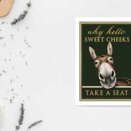 Sweet Cheeks Take A Seat Bathroom Print - Toilet Cloakroom Wall Home Gift Bespoke Poster A5 A4 A3 Framed - thumbnail 2