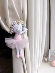 Ballerina Unicorn Curtain Tie Back Pink Unicorn Tieback Nursery Decor Nursery Animal White