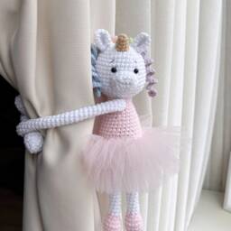 Ballerina Unicorn Curtain Tie Back Pink Unicorn Tieback Nursery Decor Nursery Animal White - thumbnail 4