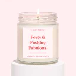 Funny 40Th Birthday Gift For Friend - Forty & Fabulous Candle Her Scented Candle Turning 40 - thumbnail 1