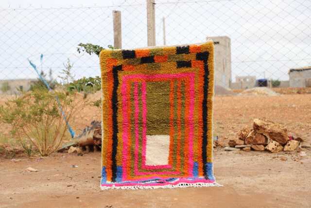 Custom Colorful Berber Rug Handmade Wool, Boho Geometric Decor - image 1