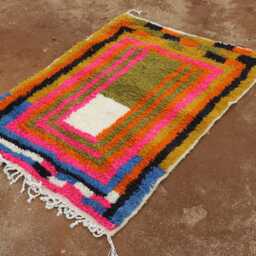 Custom Colorful Berber Rug Handmade Wool, Boho Geometric Decor - thumbnail 2