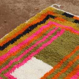Custom Colorful Berber Rug Handmade Wool, Boho Geometric Decor - thumbnail 4