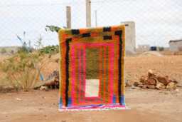 Custom Colorful Berber Rug Handmade Wool, Boho Geometric Decor - thumbnail 1