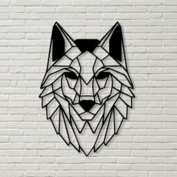 Geometric Wolf Metal Wall Art, Decor, Hangings, Modern Home Living Room Animal Art - thumbnail 2