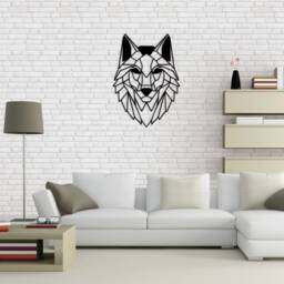 Geometric Wolf Metal Wall Art, Decor, Hangings, Modern Home Living Room Animal Art - thumbnail 3