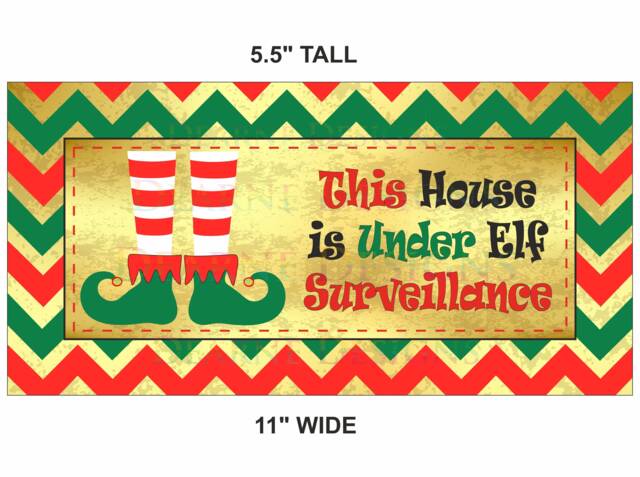 Elf Surveillance Wreath Sign, House Under Elf Surveillance Sign, Christmas Sign Uk, Metal Wreath Xmas Attachment - image 1