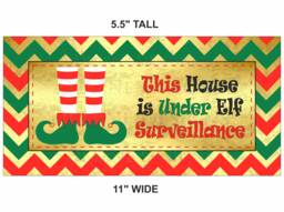 Elf Surveillance Wreath Sign, House Under Elf Surveillance Sign, Christmas Sign Uk, Metal Wreath Xmas Attachment - thumbnail 1