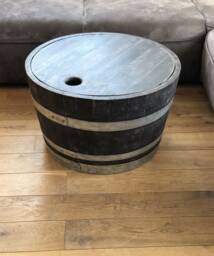 Wine Barrel Coffee Table With Wooden Lid Shabby Black