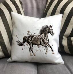 Personalised Horse Country Canvas Cushion - Customised Pony Linen Equestrian Cover With Inner Filler - thumbnail 3