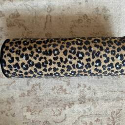 Leopard Bolster Pillow Cover, Camel Black White Pillow, Serengeti Cyclinder Neckroll - thumbnail 2