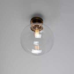 Riad Clear Glass Globe Flush Ceiling Light 11.75'' Ip20 - thumbnail 2