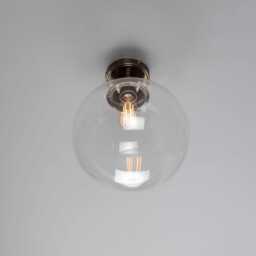 Riad Clear Glass Globe Flush Ceiling Light 11.75'' Ip20 - thumbnail 3