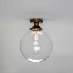 Riad Clear Glass Globe Flush Ceiling Light 11.75'' Ip20